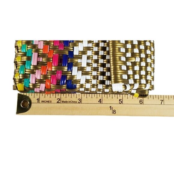 Maria Victoria Sweet Carlota Wristlet Diamond Pattern Gold Colorful Artsy Boho - Picture 8 of 9